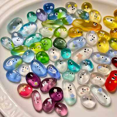 可爱彩色海玻璃手绘宠物小石头随心配创意儿童礼物桌面小宠物玩具