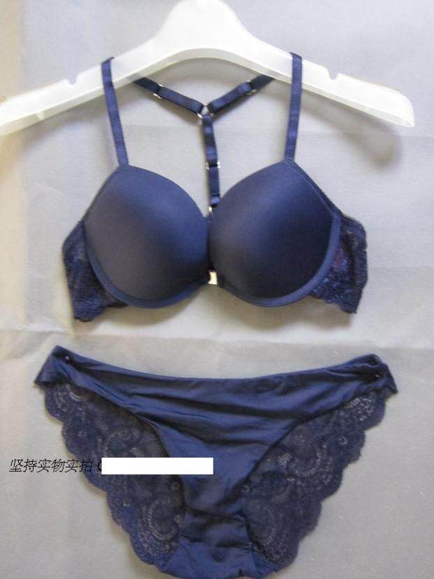 包邮外贸V家前扣背T型防滑蕾丝无痕女士内衣文胸套装70/75/80BC