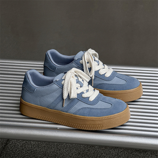 红色复古德训鞋男款美式高街休闲运动板鞋潮流百搭厚底增高帆布鞋