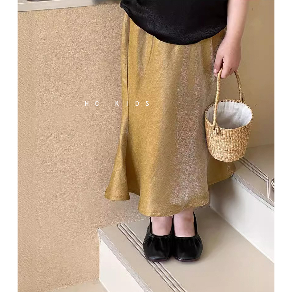 小众女童鱼尾裙春夏季薄新款时尚童装儿童洋气黄色女神半身裙潮