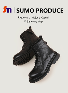 素陌新款英伦风马丁靴女欧美街头风女鞋时尚秋季百搭厚底短靴7213