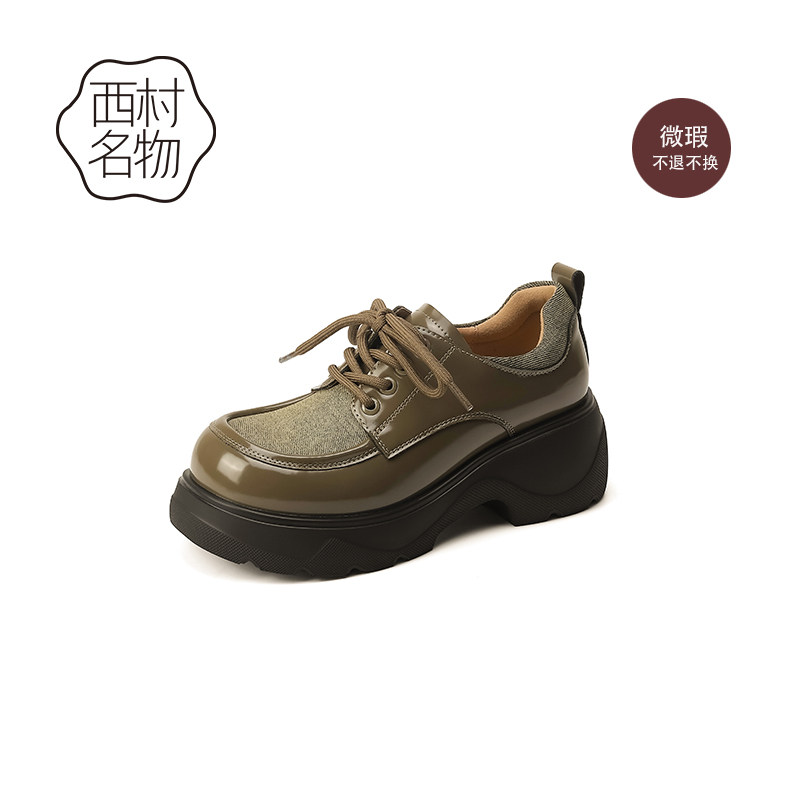 西村名物厚底英伦风皮鞋增高单鞋图片