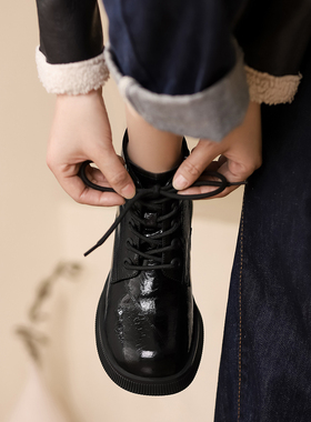 西村名物（微瑕）真皮时尚休闲短靴粗跟英伦风复古女靴44371