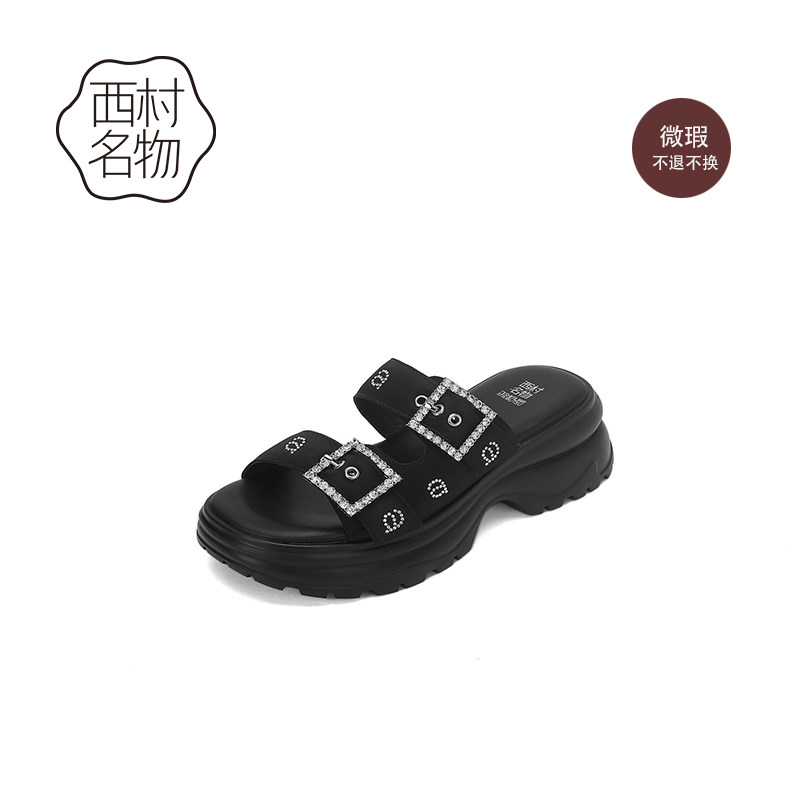 西村名物厚底一字凉拖鞋休闲女凉