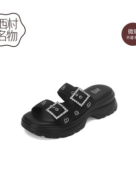 西村名物厚底一字凉拖鞋休闲女凉