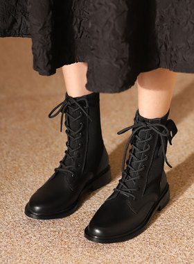 西村名物（微瑕）秋冬简约瘦瘦靴方跟圆头弹力袜靴女短靴46001