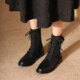 西村名物 微瑕 秋冬简约瘦瘦靴方跟圆头弹力袜靴女短靴46001