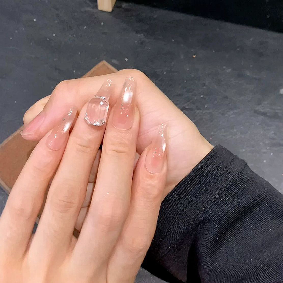 【开水加冰块】手工穿戴甲显白纯欲猫眼渐变腮红光疗美甲四季流行