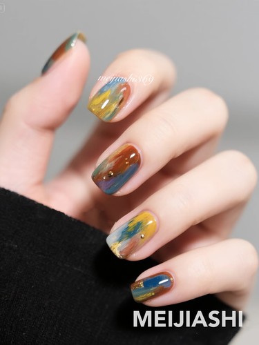 【抽象主义】手工穿戴甲显白纯欲渐变腮红光疗美甲四季流行高级