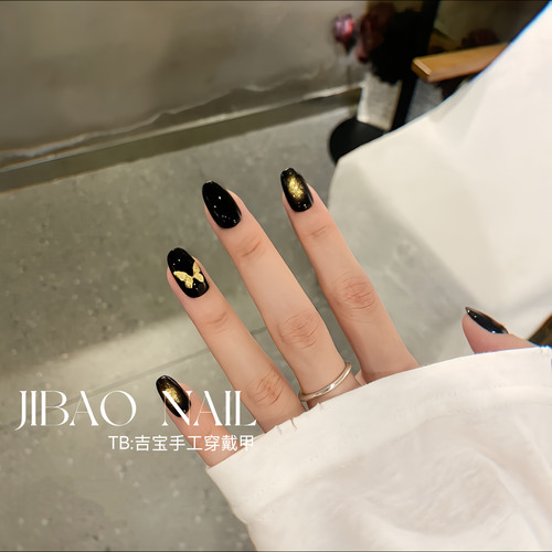 【蝴蝶罪魅】手工穿戴甲显白纯欲猫眼渐变腮红光疗美甲四季流行