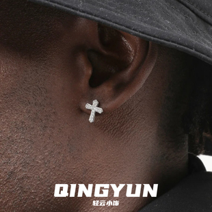 铜合金耳饰 甜酷十字架耳钉气质百搭小众耳骨钉配饰个性简约耳环i