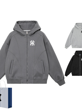 奥莱联名美式复古连帽开衫卫衣男士春秋季新款宽松休闲百搭外套