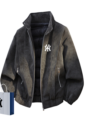 奥莱联名男士冬季90鸭绒羽绒服新款PU皮时尚保温防寒保暖休闲外套