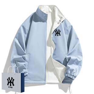 奥莱联名2025春秋季新款宽松外套男士双面穿立领防风夹克运动休闲