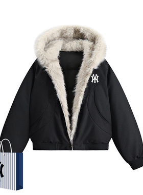 奥莱联名座山雕毛领90鸭绒连帽羽绒服男款冬季宽松保暖加厚外套