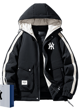 奥莱联名2025冬季新款连帽羽绒服男时尚袄子保暖加大码衣服外套男