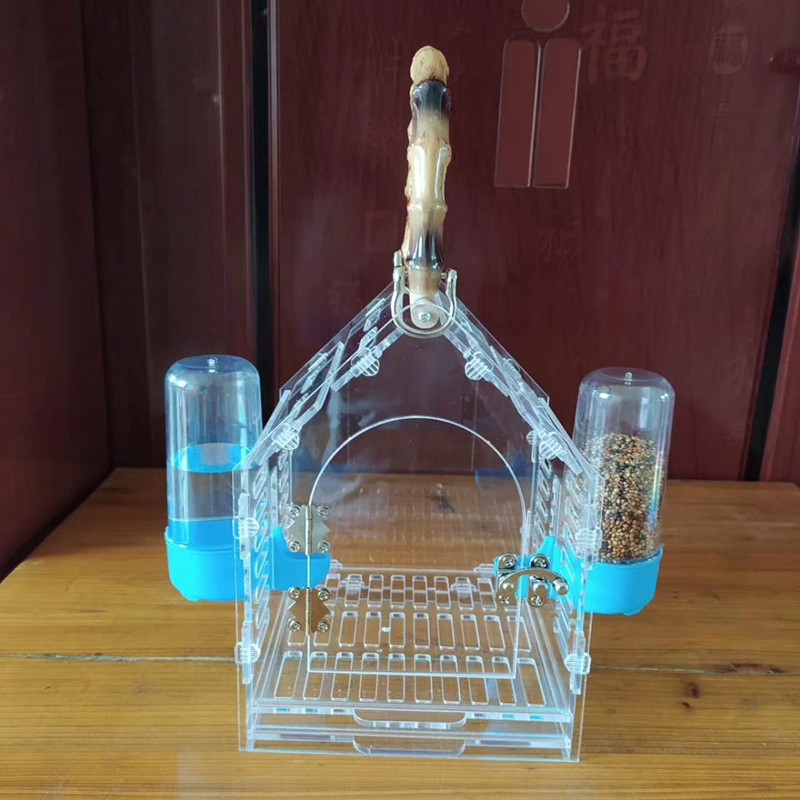 鹦鹉外出笼亚克力鸟笼手提便携鹦鹉笼子虎皮牡丹观赏迷你外带鸟笼