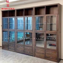 新中式书房爱里古夷苏木黑檀书柜实木家具君和宋檀风书架组合书橱