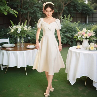 白色小礼服裙平时可穿订婚连衣裙小个子日常轻奢小众领证登记白裙
