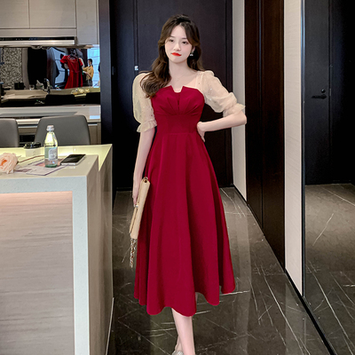 新娘高级感红色回门订婚连衣裙女