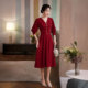 小礼服宴会名媛女秋冬2025新款 气质敬酒回门结婚订婚酒红色连衣裙