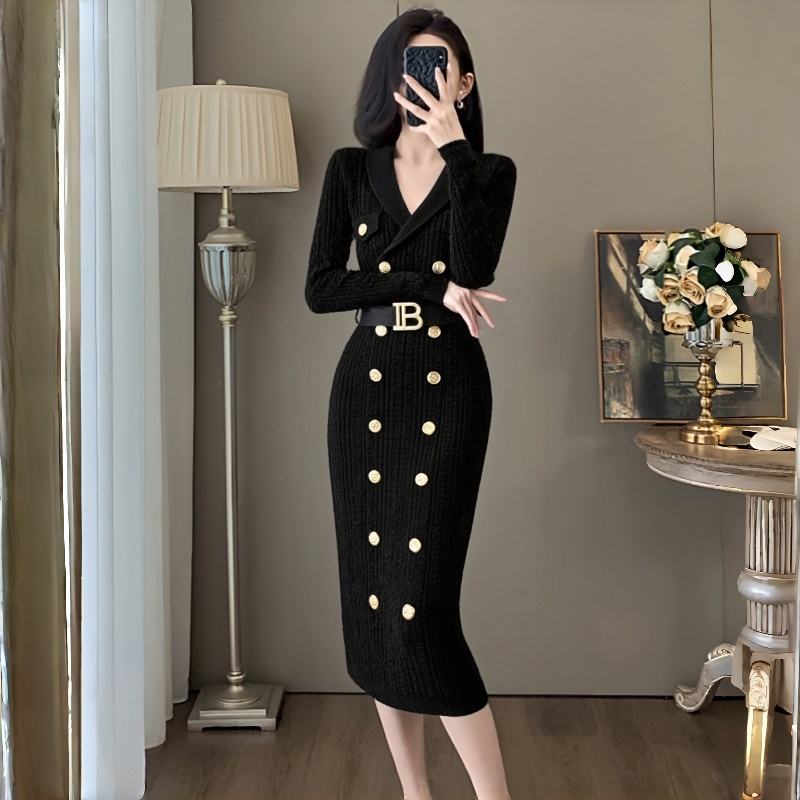 黑色修身收腰显瘦包臀裙气质裙子