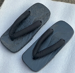 木屐男日式COS凉拖平跟黑烧夏木拖鞋凉拖拖鞋