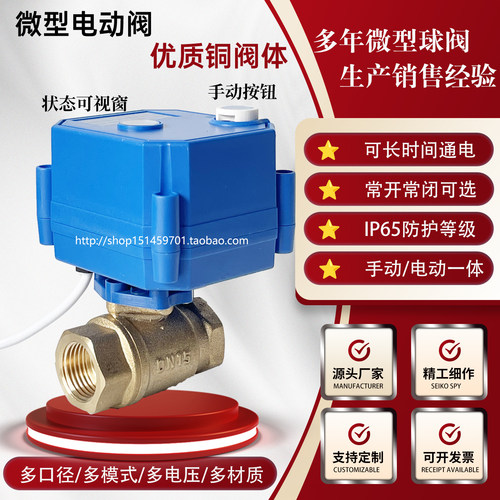 电动一体微型4分dn15黄铜水阀
