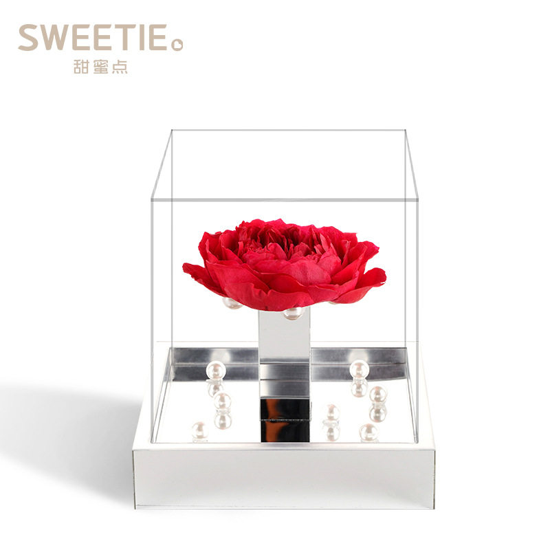 永生花亚克力礼盒巨型奥斯汀玫瑰花单朵七夕情人节小众礼物