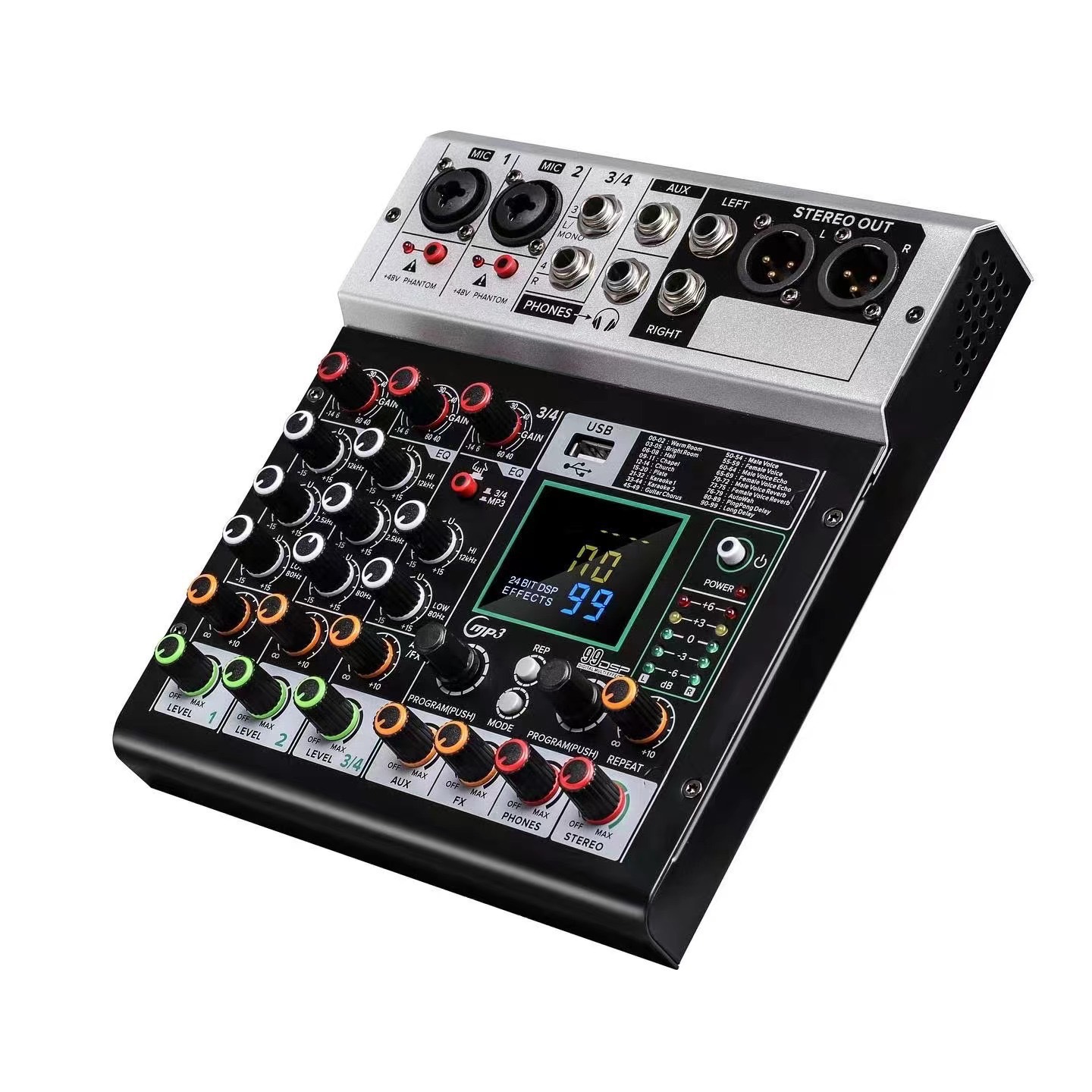 4路6路专业小型蓝牙调音台混响效果麦克风K歌舞台演出混音器