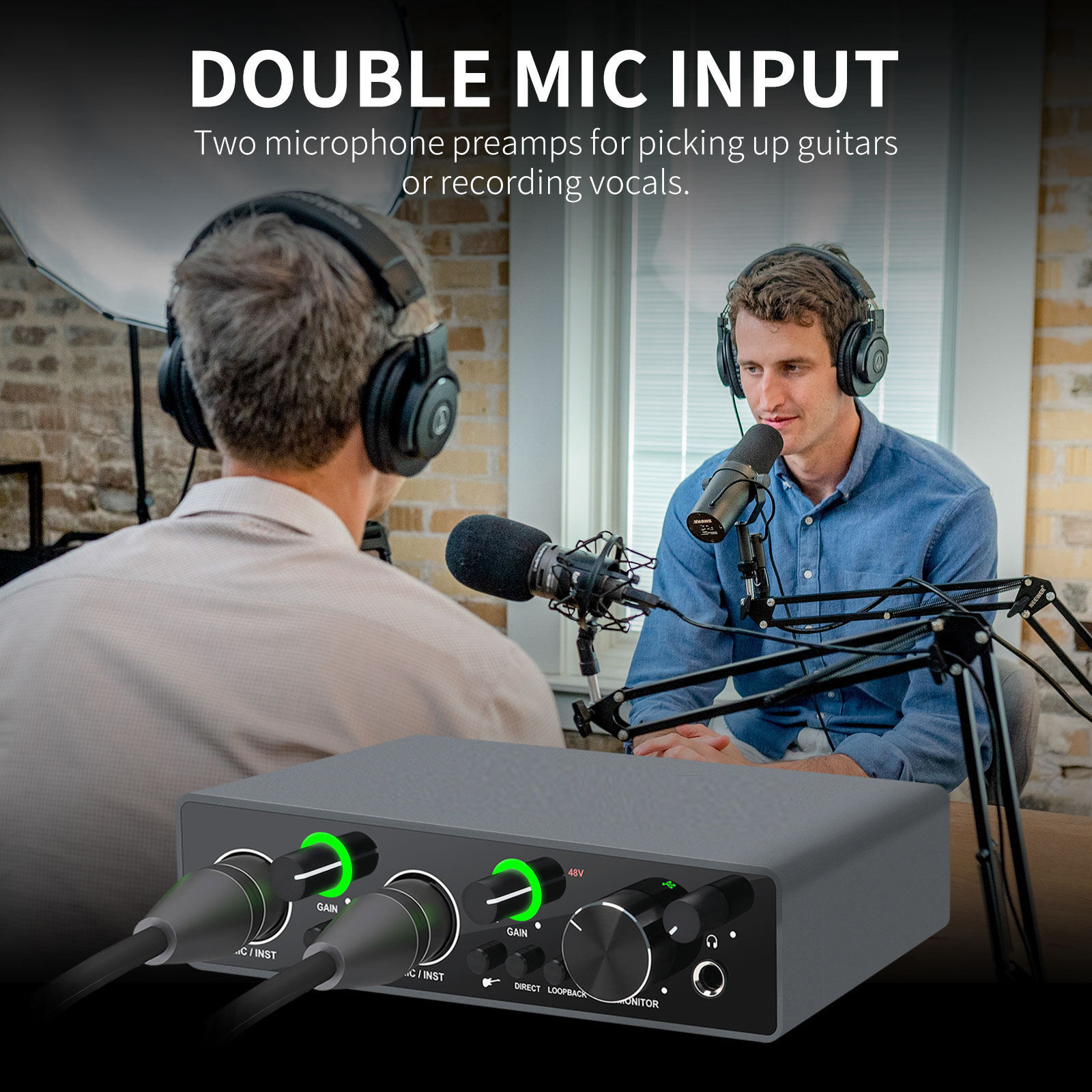 DEMINNA专业录音吉他麦克风两进两出外置音频接口界面声卡USB