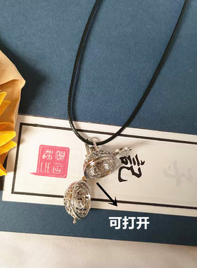 可打开宫铃皮绳吊坠 可放小物件宫铃项链复古链锁骨链