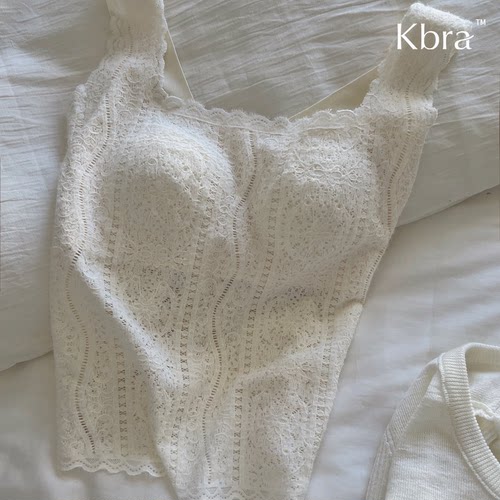 Kbra法式蕾丝保暖吊带背心女士