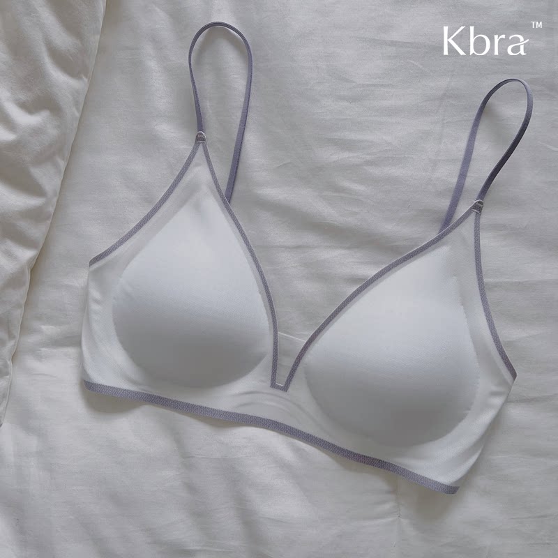 Kbra撞色无痕内衣女夏薄款细肩带美背小胸聚拢收副乳防下垂文胸罩图片