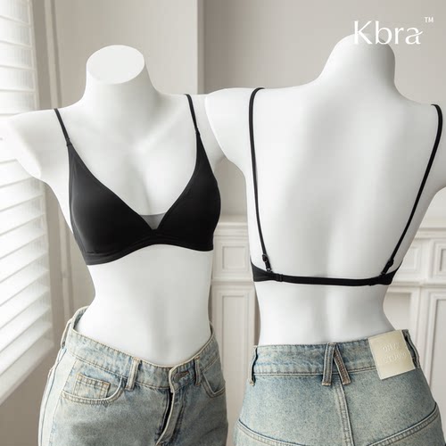 Kbra牛奶缎法式深V内衣女