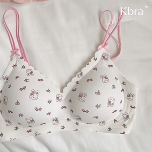 Kbra甜美双细带内衣女聚拢小胸莫代尔少女文胸收副乳防下垂胸罩