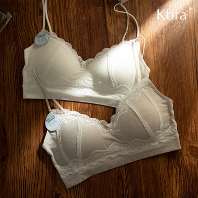 Kbra性感蕾丝领内衣女细肩带美背