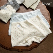 Kbra3条装 二合一 纯棉防走光安全裤 10抗菌甜美碎花平角内裤 女夏季