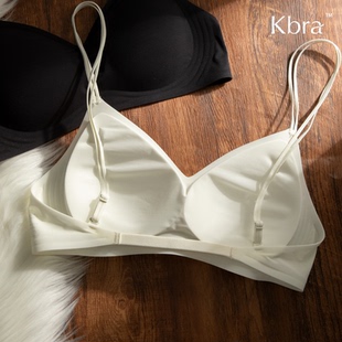 Kbra粉底液凉感细肩带内衣女夏薄交叉美背小胸聚拢防下垂透气文胸