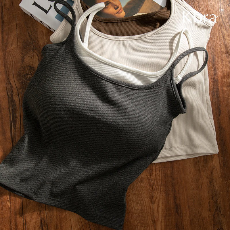 Kbra假两件撞色吊带背心女