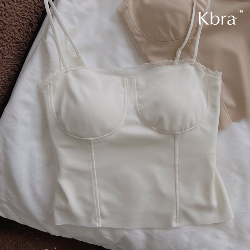 Kbra法式性感吊带背心女内搭白色图片