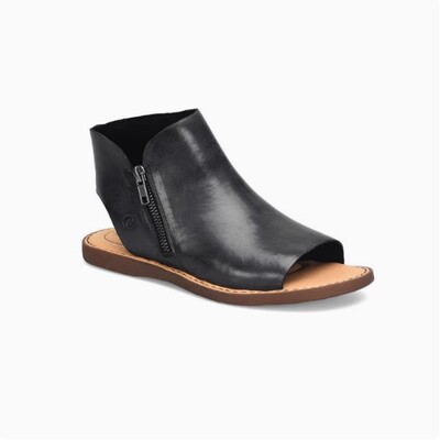 欧美时尚拉链舒适平底真皮罗马鞋