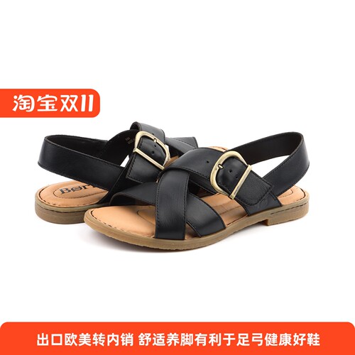 老钱风真皮平时舒适休闲凉鞋