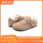 欧美时尚复古日系休闲鞋磨砂牛皮纯羊毛一体厚底保暖冬季男女棉鞋