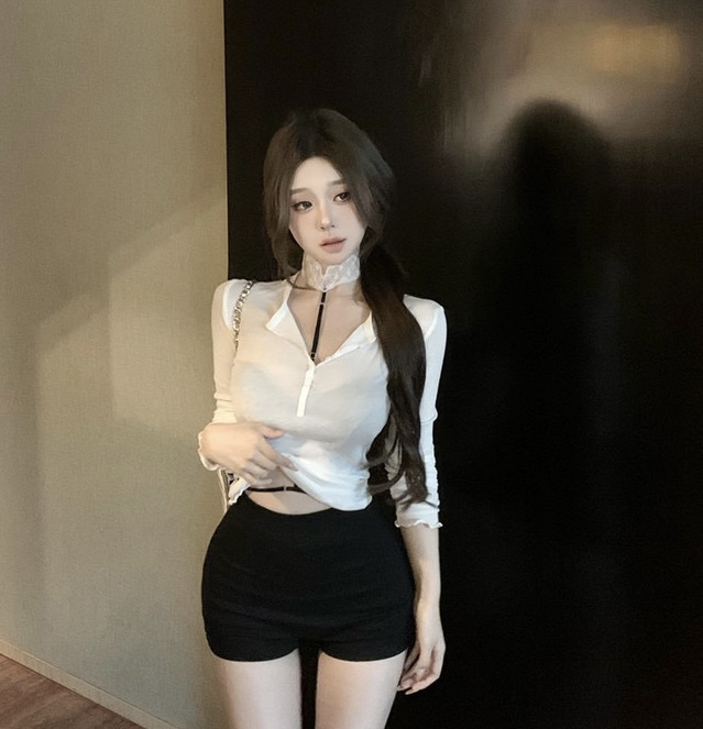 抖音主播同款性感心机芭蕾少女纯欲蕾丝挂脖少女白色红色绳子百搭
