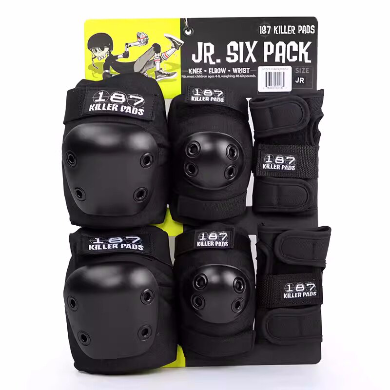 美国187护具滑板轮滑陆冲双桥碗池BMX极限护膝护肘护腕套装6件套