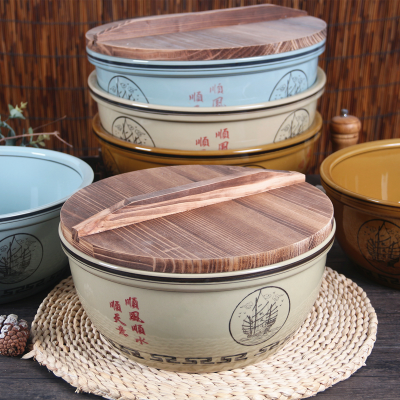 超大号加厚陶瓷盆和面盆带盖大酱盆钵钵鸡串串盆火锅调料盆甜酒粮