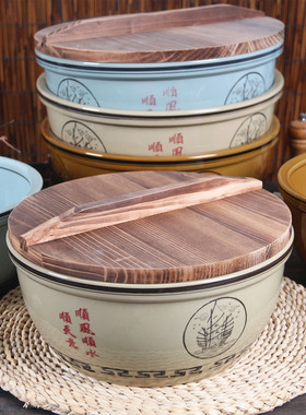 超大号加厚陶瓷盆带盖