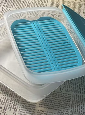 （海）双层保鲜盒带篦子  790ml +1.5L