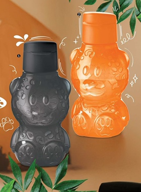 (海)425ml黑色金钱豹卡通依可瓶 随手杯